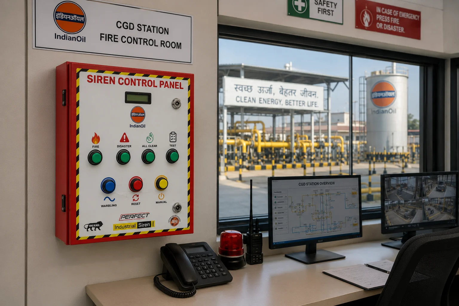 Automatic factory siren controller — RTC based programmable shift change and emergency siren scheduling panel, relay output, India