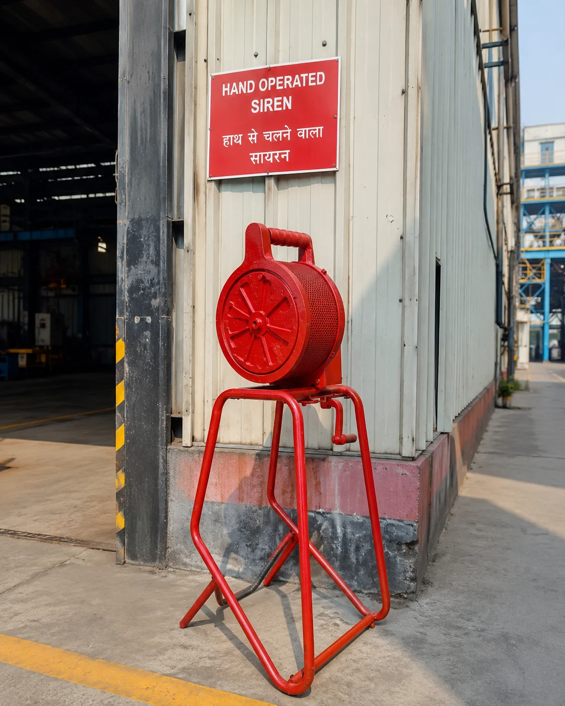 Industrial hand operated siren IS 6026 compliant — portable emergency siren cast aluminium body no power required, India